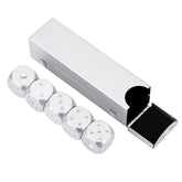 5pcs Table Game Dice, Aluminium Alloy Table Game Poker Games Dices Set with Storage Box for Table Games Poker Monopoly(Silver-Rectangle Box)